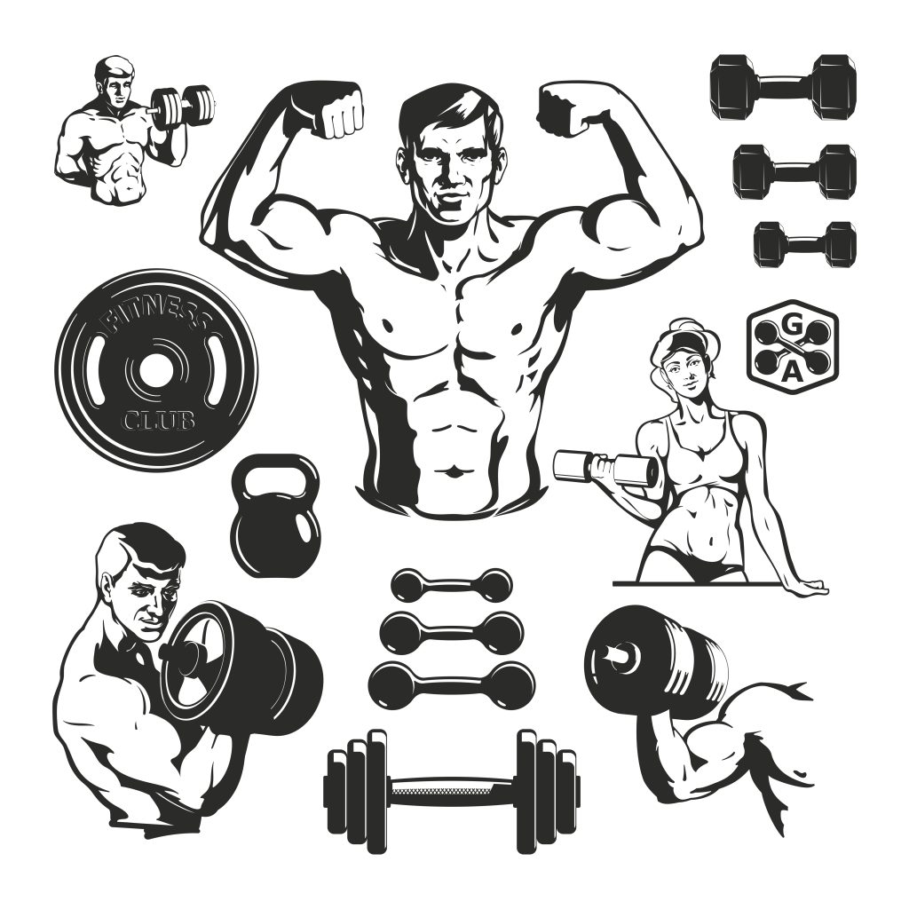 gym fitness elements set